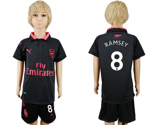 Arsenal #8 Ramsey Sec Away Kid Soccer Club Jersey
